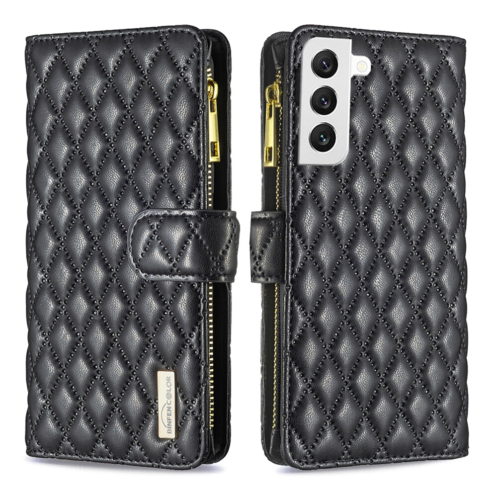 Compatible With Samsung Galaxy S23 Zipper Wallet Case Â Pu Leather Flip Cover With 9 Card Slots, Magnetic Clasp & Wrist Strap, Black 9479868038196