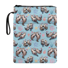 Otter Pattern 1pcs Book Cover Sleeve Pouch with Zipper Polyester Fabric Book Storage Bag for Paperbacks Notebook Book Men 11.42 x 8.66 Inch