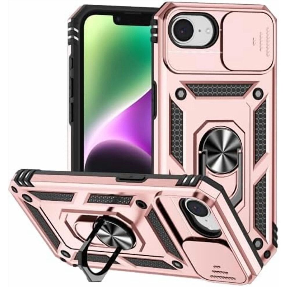Case Compatible With Iphone 16E 2025 With Sliding Lens Cover, Military Armor Shockproof Protective Case With 360 Rotating Stand For Men Women 9365509208212