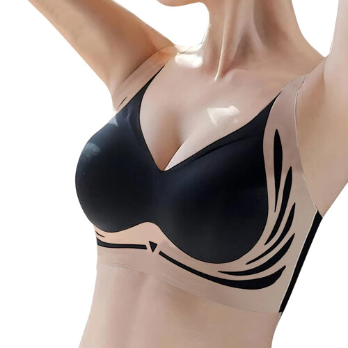 Women's Seamless Bra Wireless Push Up Bralettes Black L