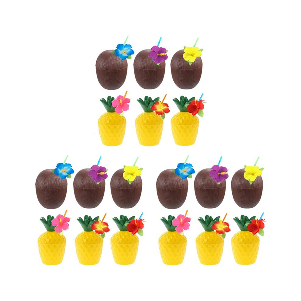 Typecat Hawaiian Party Coconut Pineapple Cups Luau Party Summer Beach Party Birthday Hawaiian Party Tropical Decoration