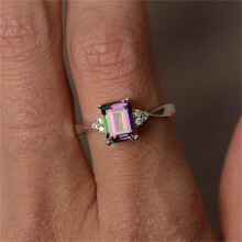 Women Ring 925 Sterling Silver Rainbow Engagement Wedding Band Rings 3 Colors stackable rings for women 30PCS