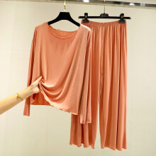Women's Orange Cotton Two-Piece Pajama Set XXL