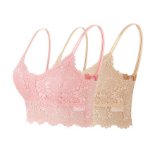 2PCS Women's Lace Bralette - Strappy Backless Anti-Slip Camisole Bra, Floral Lace Lingerie for Daily Wear & Layering (S-XL)