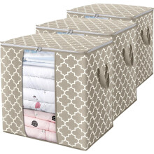 XiHAMA 100L Storage Bags (3-Pack) – Foldable Blanket & Clothes Organizers with Clear Window, Reinforced Handle, Sturdy Zippers