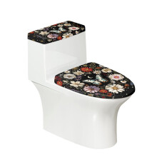 Floral Butterfly Toilet Seat Lid Cover Elastic Bottom Toilet Top Cover & 2 Pack Elastic Edge Stretch