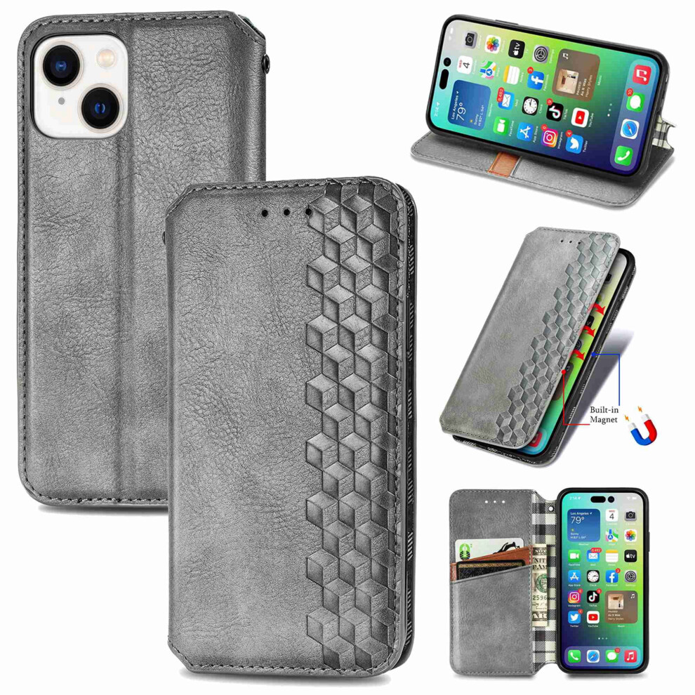 Wallet Case Compatible With Iphone 14 Â Pu Leather Flip Folio, Rfid Blocking, Magnetic Closure & Stand, Gray 9028731585581
