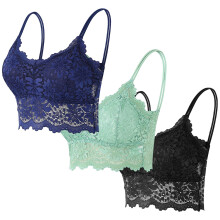 3-delige set kanten bralettes voor dames - Strapless, rugloze, antislip camisole bh, kanten lingerie met bloemenprint voor dagelijks gebruik en als