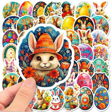 (50pcs Hot Recommend) 10/50Pcs Cute Easter Rabbit Animal Varied Sticker Pack for Kid Travel Luggage Scrapbooking Skateboard Decoration Graffiti Decals