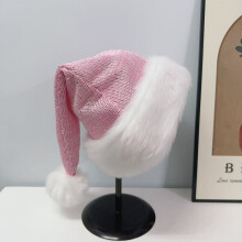 Sequin Christmas Santa Claus Hat with Faux Fur,Deluxe Holiday Sequins Knitted Christmas Hat Headwear Accessories