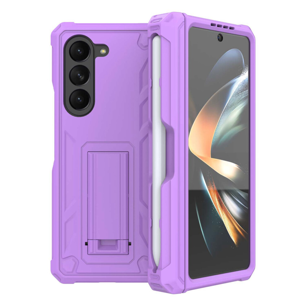 Compatible With Samsung Galaxy Z Fold 5 Case: Rugged Hybrid Cover With Belt Clip, Hinge Protection, S Pen Slot & Kickstand Â Purple 9028731585161