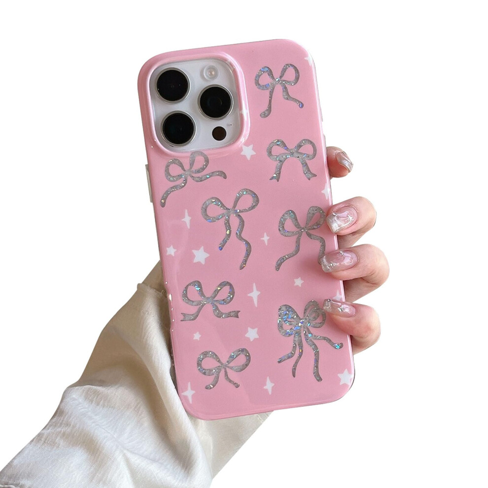 Cute Glitter Bow Case For Iphone 16 Pro, Slim Shockproof Cover With Raised Camera Protection Pink 9092120203349