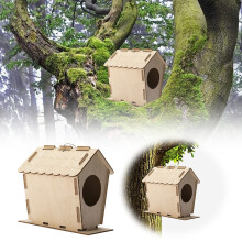 Unfinished Wooden Birdhouse Kit for Wrens, Compatible with Outdoor Yard & Garden Use