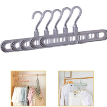 Magic Space-Saving Clothes Hangers, 9-Hole Foldable Closet Organizers, Compatible with Standard Racks, 5-Pack Gray
