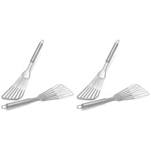 Fish Spatula, 4 Pack Stainless Steel Fish Turner 12.5 Inch Kitchen Cookie Spatula with Brushed Stainless Handle