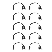 10X 5.5x2.1mm 1 to 2 M/F Power Splitter Cable for Security CCTV Camera