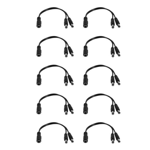 10X 5.5x2.1mm 1 to 2 M/F  Power Splitter Cable for Security CCTV Camera