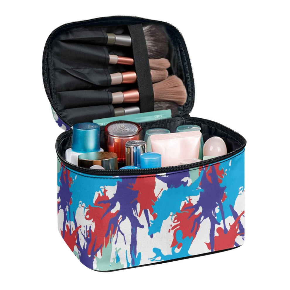 Ink Blot Cosmetic Toiletry Bags Large Makeup Bag Wide Open Portable Pouch Portable Hanging Organizer Women