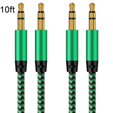 2-pakning 3,5 m 3,5 mm hann-til-hann Aux-kabler, kompatible med iPhone-adapter – grønn