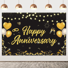 Sfondo fotografico con palloncini per anniversario di matrimonio, poster per feste di anniversario, striscione decorativo per feste di compleanno.