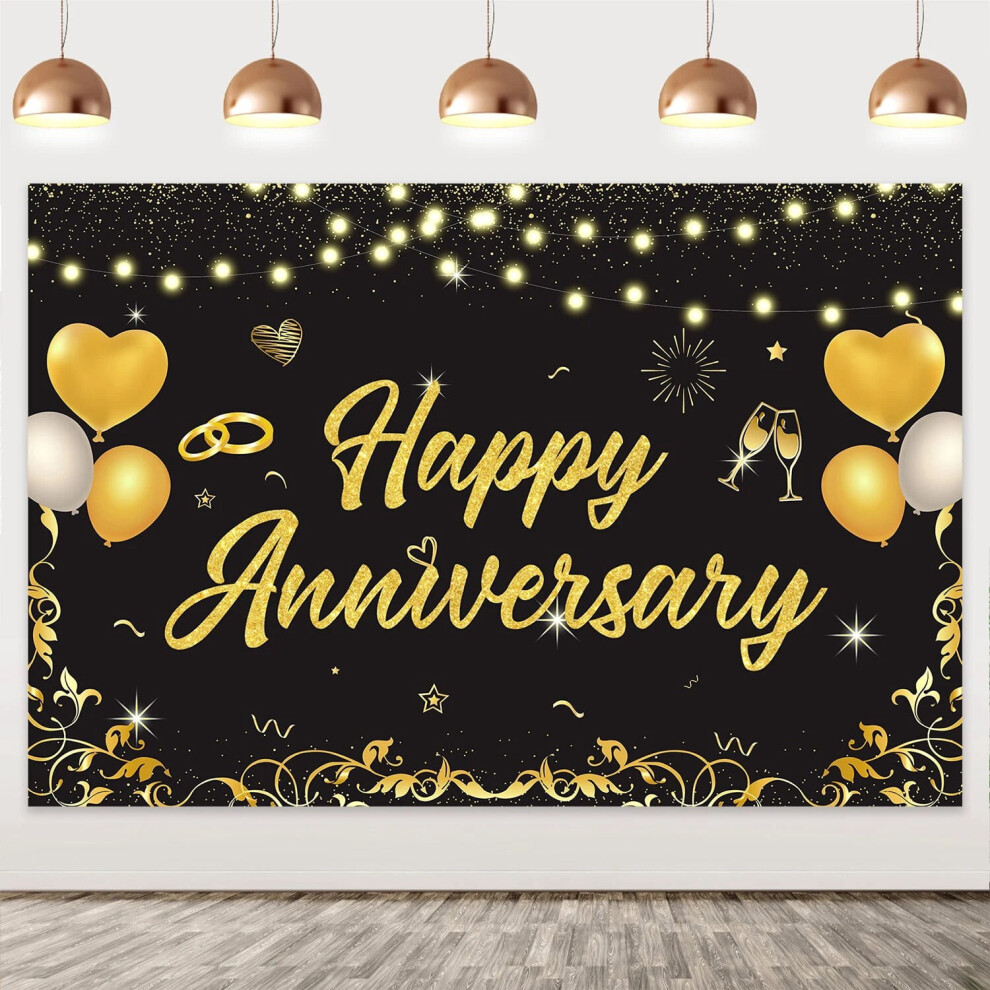 Happy Anniversary Backdrop Balloons Photography Background, Poster For Wedding Anniversary Party, Birthday Party Decor Banner 9028731976129