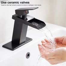 Brushed Nickel Basin Mixer Tap Faucet Single Handle Single Hole Lavatory Faucet with Supply Hose Plate Sloped Body Brass Construction _Black