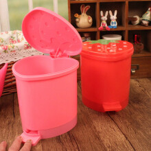 Poubelle en plastique grande capacité, style fraise, très résistante et décorative – Rose, XS (Compatible avec les fournitures pour la maison)