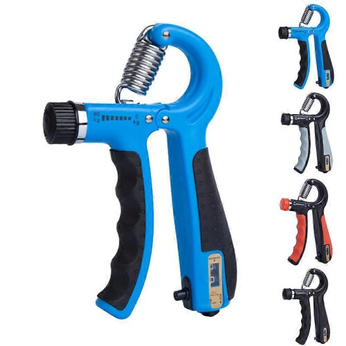 (Blue) Adjustable Counter Hand Grip Strengthener Wrist Forearm Trainer Exerciser