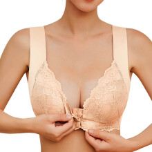 Women's Front Closure Bras Wireless Push Up Bra Push Up Bralettes Beige 4XL