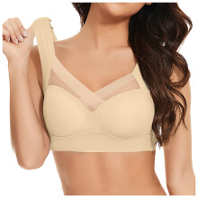 Sports Bras for Women High Support Push Up Bralettes Beige2 4XL