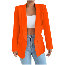 Schwarzer Damenblazer – Lässiger Cardigan-Stil mit offener Vorderseite, langen Ärmeln, Taschen und Knöpfen, auch in großen Größen