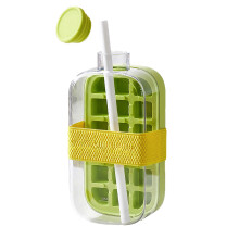 2025 Vertical Ice Cube Tray Water Bottle - Easy Press Release Silicone Ice Mold with Storage Bin, 2-in-1 Touchless Ice Maker for, Tea & Cold Drinks