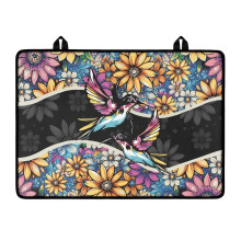 Electric Stove Cover Glass Cooktop Cover, Heat Resistant & Foldable Mat (29.18"x20.96"), Hummingbird Boho Flower Design