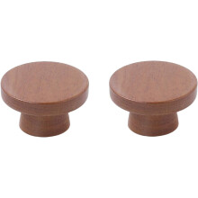 Wooden Cabinet Handles 2Pcs, Log Color Round Mushroom Style, 50mm, Beech Wood, Compatible with Kids Room Wardrobe & Drawer