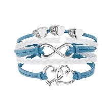 (Type 6) Leather Wrap Bracelets Girls Double Hearts Infinity Rope Wristband Bracelets Gifts
