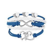 (Type 7) Leather Wrap Bracelets Girls Double Hearts Infinity Rope Wristband Bracelets Gifts