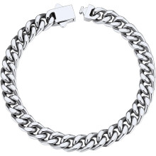 Bracciale cubano in acciaio inossidabile da uomo, larghezza 5–14 mm,