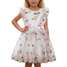 Girls' Floral Princess Tutu Dress, Sleeveless Embroidered Mini Ball Gown for Ages 2-7 – Summer Party Dress