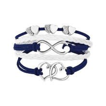 (Type 3) Leather Wrap Bracelets Girls Double Hearts Infinity Rope Wristband Bracelets Gifts