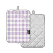2 Pcs Pot Holders Sets Oven Mitts Square potholders Oven Hot Pads Heat Resistant for Kitchen Cooking Baking 7"x9.8" Light Purple Plaid