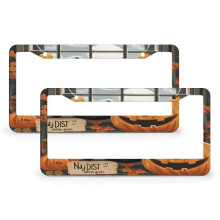 Black Cat Moon Halloween License Plate Cover Aluminum 2-Pack