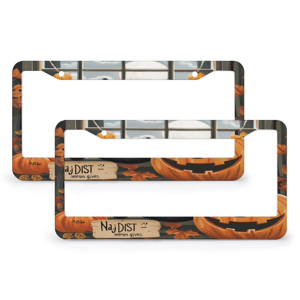 2-Pack Cat Moon Vintage Halloween License Plate Cover, Aluminum, 2 Holes, Compatible With Standard Plates Black 9479868043084