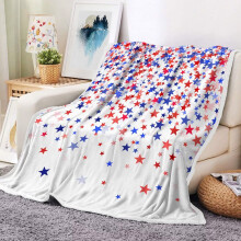 4th of July Flannel Blanket 27.56x39.37Inch Patriotic American Flag Design, Super Soft Red White Blue Throw for Independence Day Celebrations