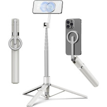 Selfiestickstatief met draadloze afstandsbediening - 360 draaibare MagSafe-houder, aluminiumlegering standaard en metalen ring, compatibel met