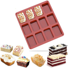 12-Cavity Silicone Mini Loaf Pan Bread Baking Mold Non-Stick Flexible Cookware For Homemade Small Breads