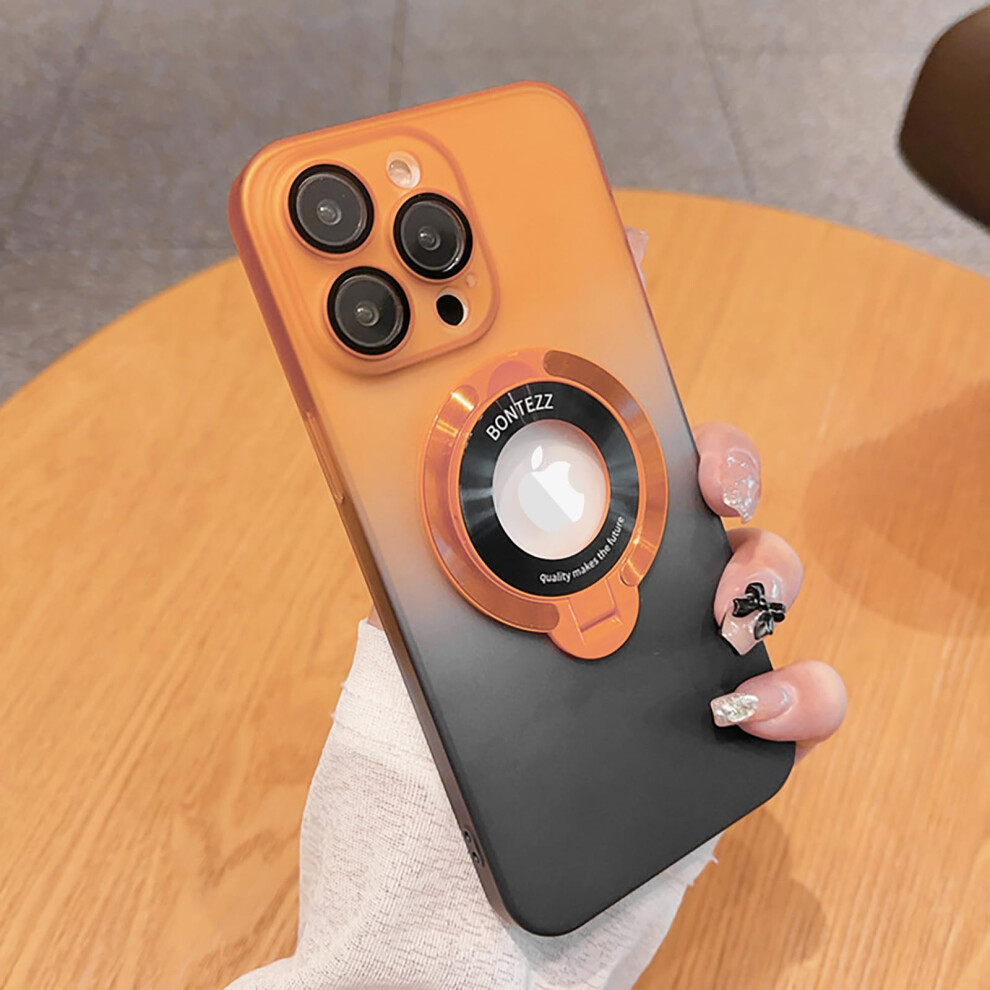 Case For Iphone 16 Pro With Magsafe, Magnetic Kickstand, Shockproof Gradient Color Cover With Lens Protector Orange/Black 9771547575412