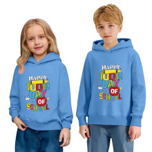 Camisetas infantis de manga comprida para comemorar os 100 dias de aula, moletom casual com capuz, blusa de moletom macia para celebrar os 100 dias