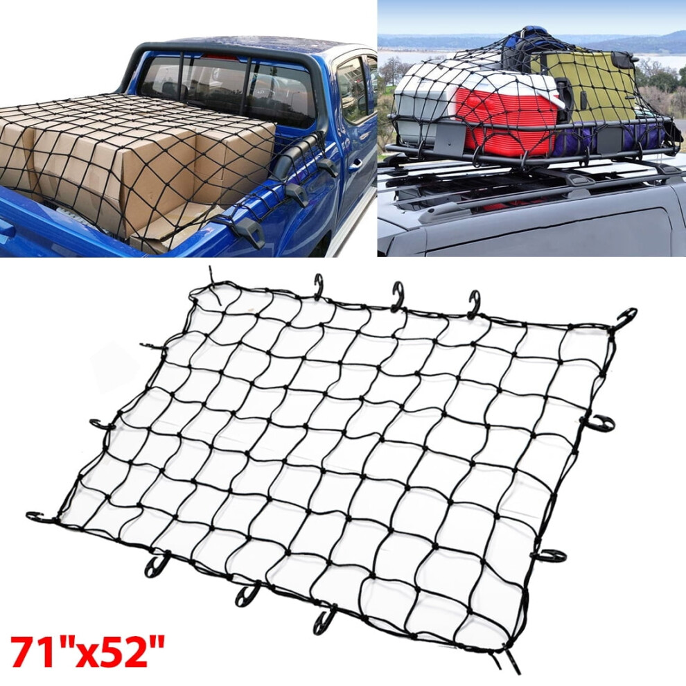 Autoxbert 52''X 71'' Latex Cargo Net W / 14 Hooks For Trailers Ute Pickup Truck Bed Roof Basket 9028731989785