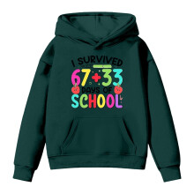Camisetas infantis com capuz para meninos e meninas com a frase "100 dias de aula", incluindo a letra "100º dia de aula", manga longa e estampada.