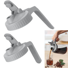 Tapa con boquilla vertedora para tarros Mason de boca ancha, tapa hermética con asa, a prueba de fugas y duradera, paquete de 2